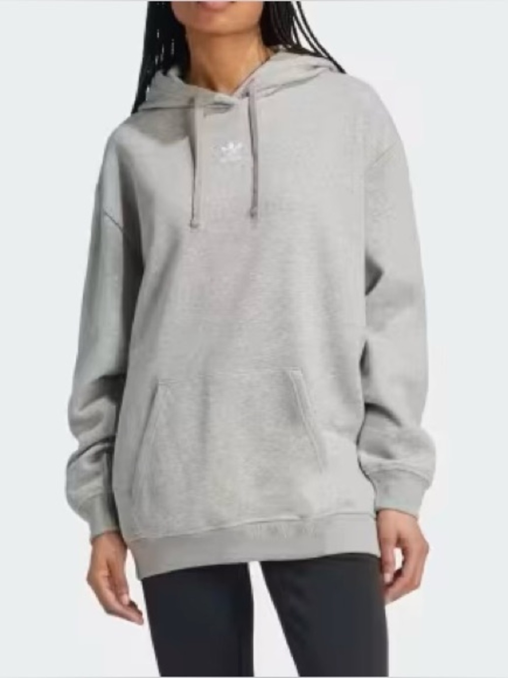 Adidas Original Grey IY7345 Essential oversized fleece hoodie women size NWT